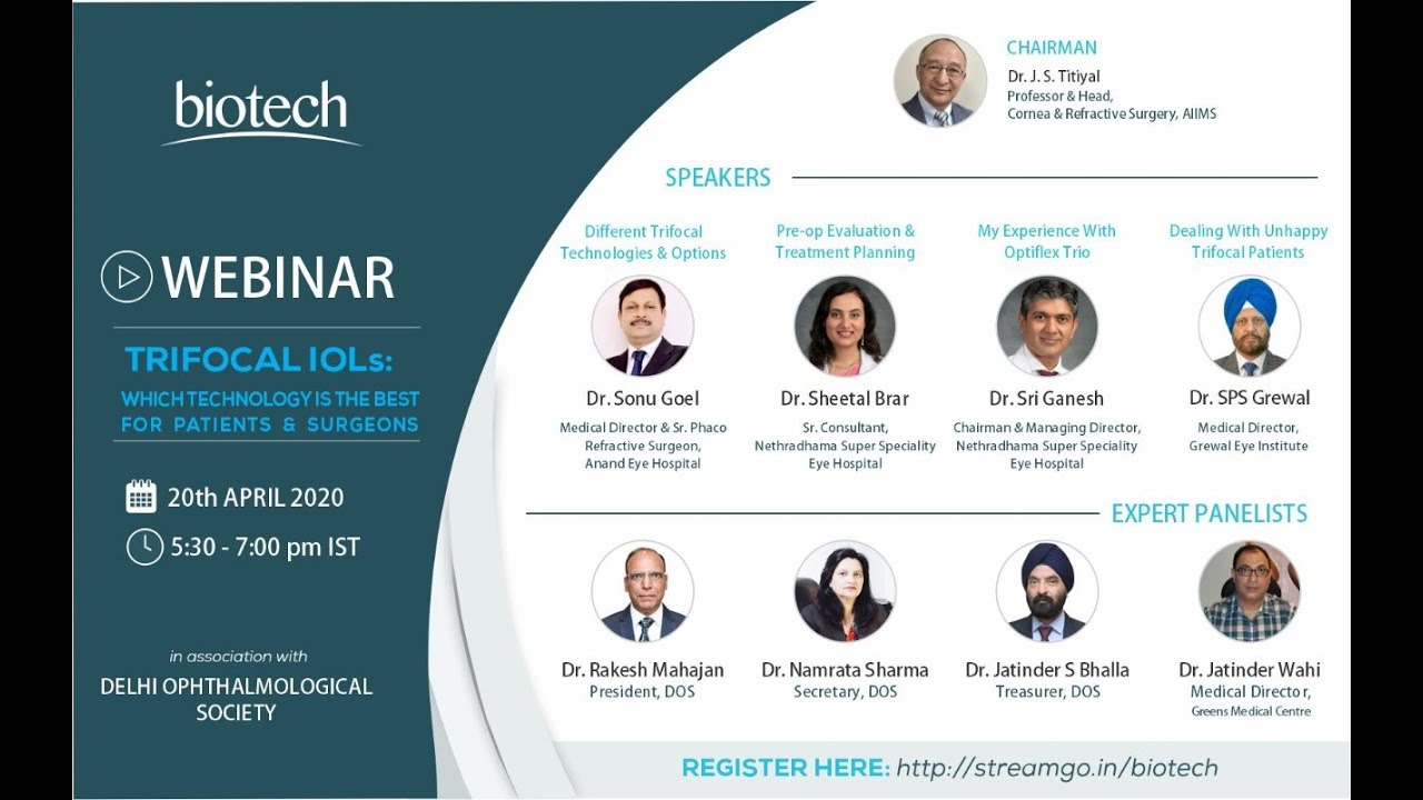 LIVE Webinar : TRIFOCALIOLS   Which Technology Is The Best For Patients & Surgeons | 20 April